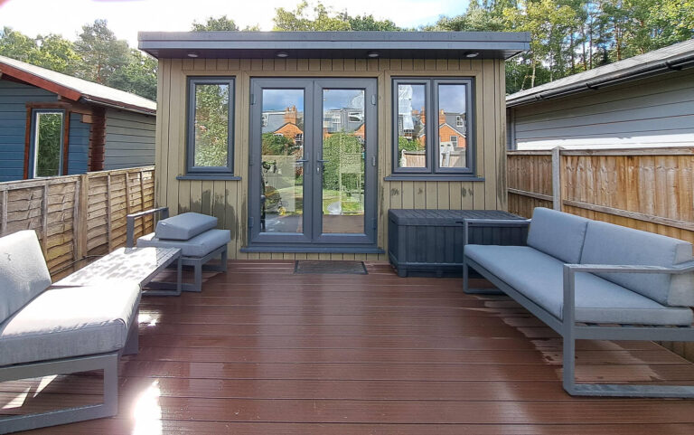 Garden Office in Brookwood, Woking, Surrey with Decking