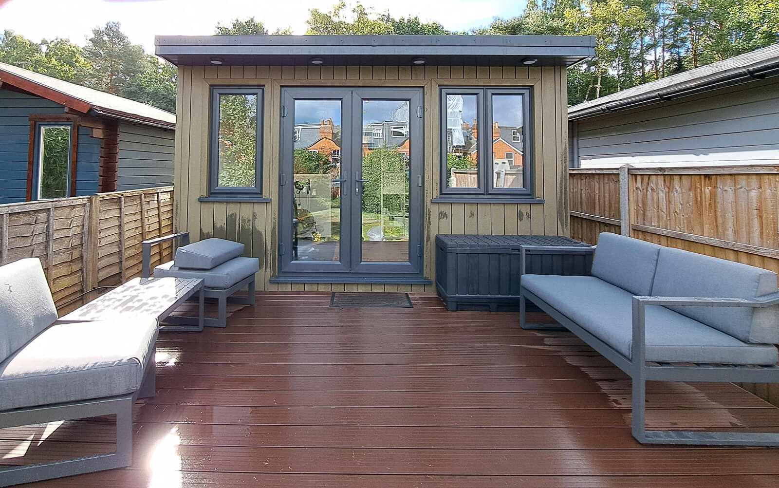 Garden Office in Brookwood, Woking, Surrey with Decking